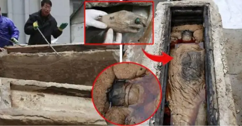 Chinese road workers by coincidence discover a well-preserved 700-year-old mummy