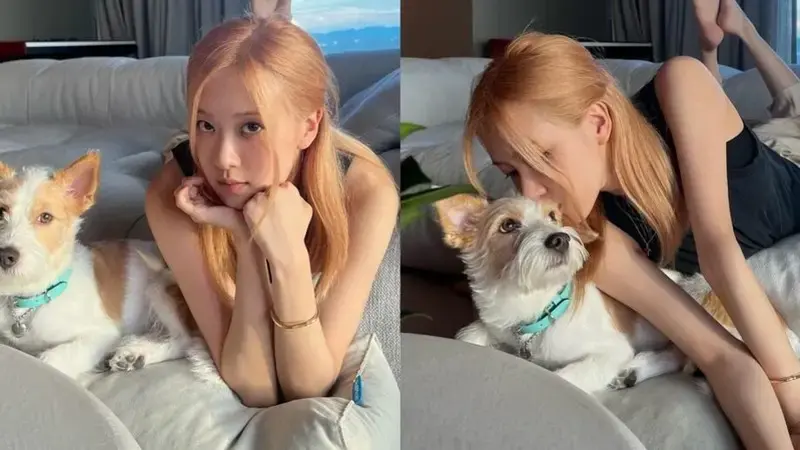 Blackpink’s Rose dropped pictures with a pet dog for “Happy Chuseok,” which in Korean means Happy Thanksgiving