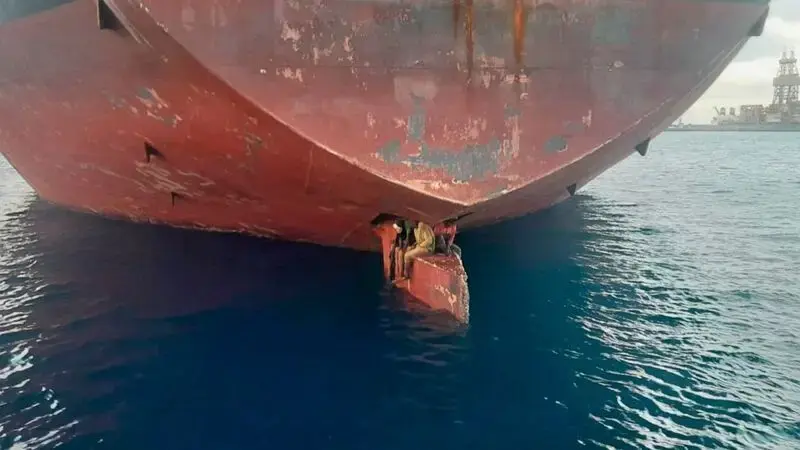 Stowaways found on a ship's rudder in Spain's Canary Islands