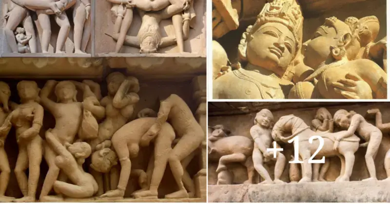 Khajuraho, India’s Hindu Temple of Lakshmana, featuring traditional Kama statues