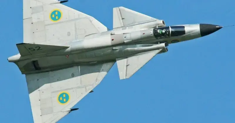 The S37 Viggen Fighter from Sweden is designed to combat Russia in a war