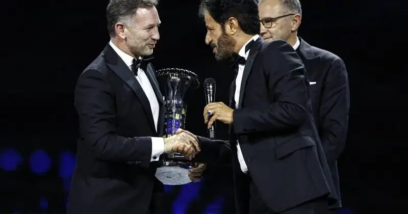 FIA president and Horner in awkward exchange on FIA prize giving stage