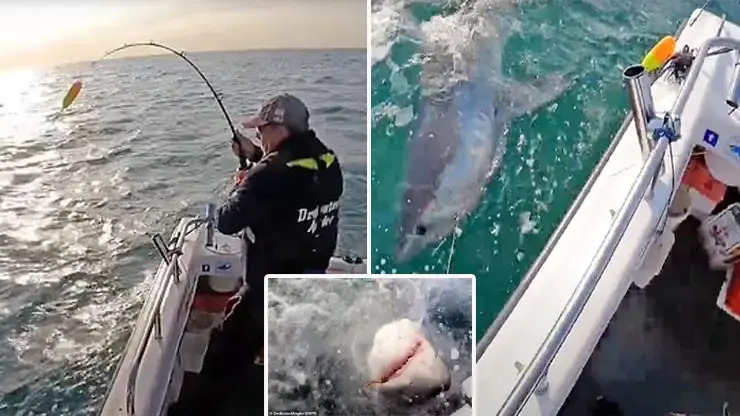 You’ll Need A Longer Rod! Angler Reels In A 300lb ‘Angry’ Shark Off The Isle Of Wight After The 7ft-long Monster Caught Went For His Mackerel Bait