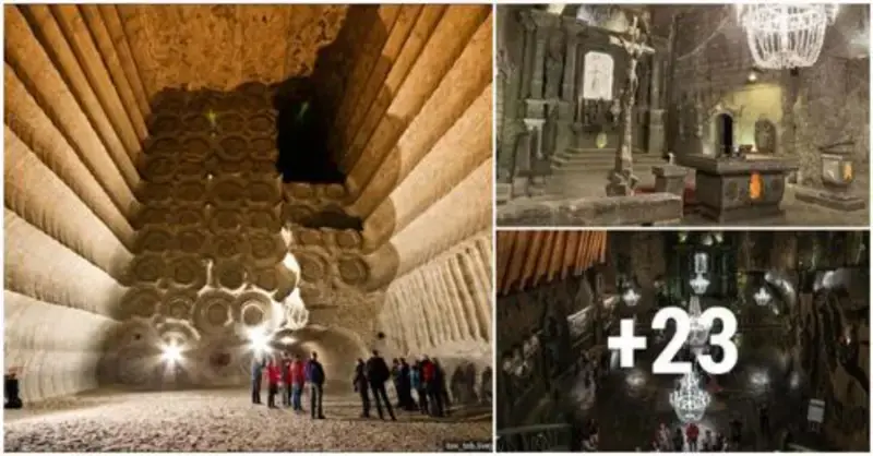 Chapel and interior carved entirely out of salt discovered in an ancient Polish salt mine
