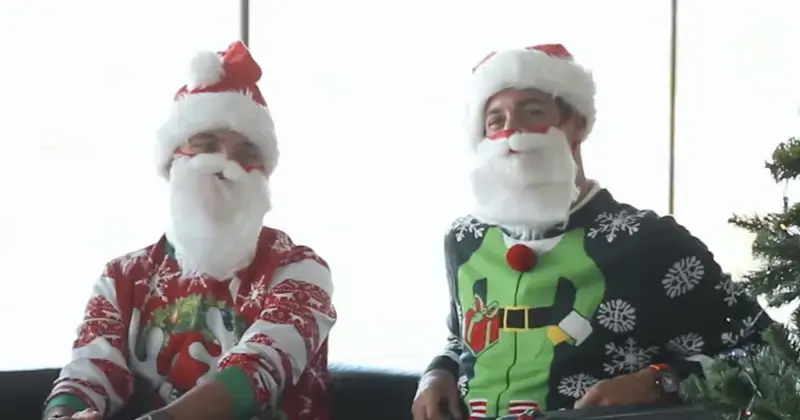 Classic video: Norris and Ricciardo decorate Christmas trees blindfolded!