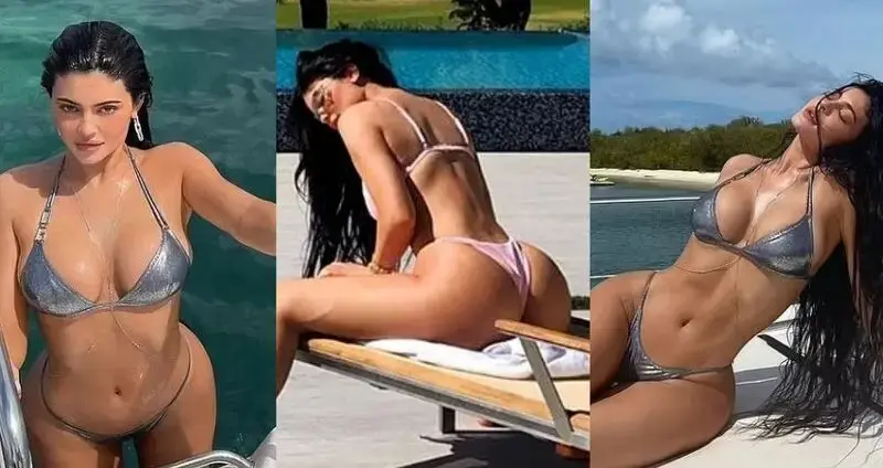 Kylie Jenner sizzles in silver thong ʙικιɴι as she shows off curves on yacht during girls’ trip… days after ‘filing trademark for brand name Kylie Swim’