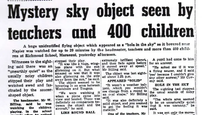 400 students and teachers in New Zealand see huge "mysterious object" in the sky