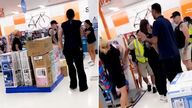 Watch: Wild scenes in Big W store as verbal stoush between two women becomes physical