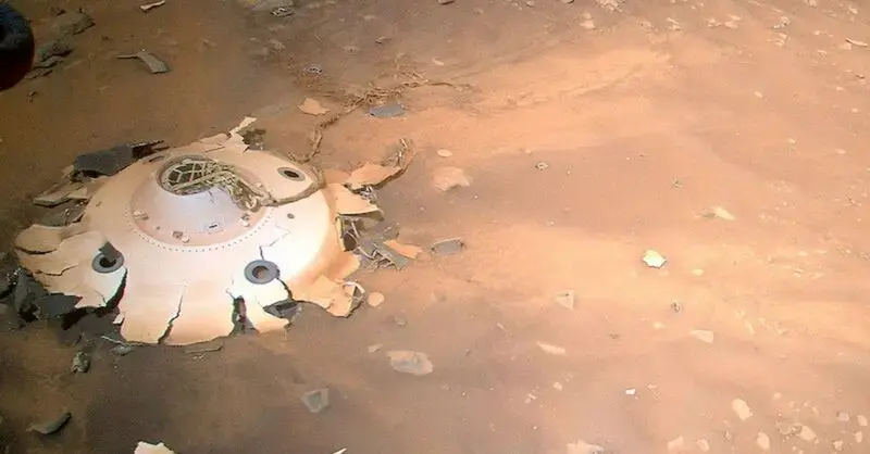 Mars helicopter spots rover’s landing gear debris