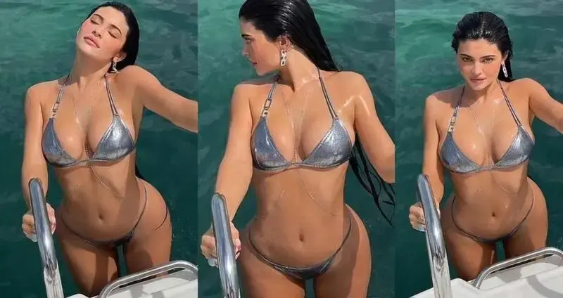 Kylie Jenner looks incredible in a tiny silver metallic ʙικιɴι as she poses on a yacht during her girls’ trip