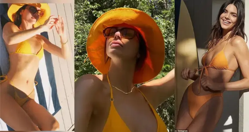 Kendall Jenner Slays In The Sun Wearing Neon Orange String Bikini With Matching Sunglᴀsses And Bucket Hat