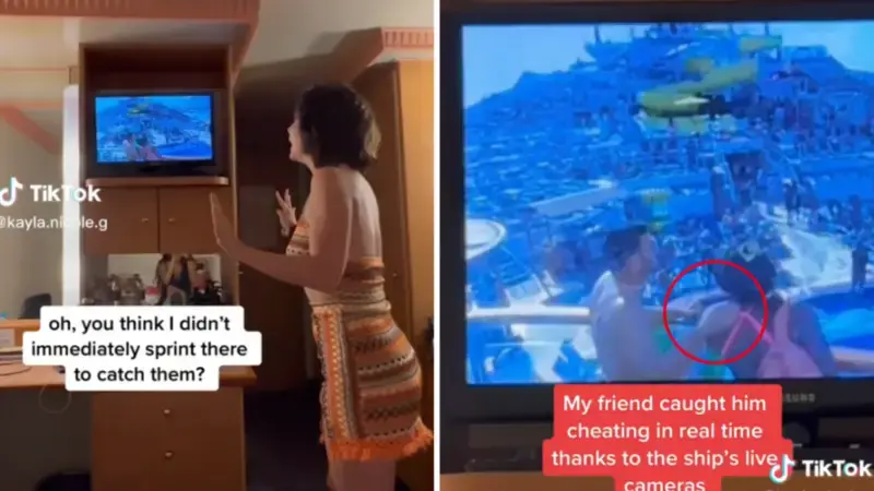 Viral TikTok shows woman using cruise ship CCTV cameras to catch boyfriend cheating while on holiday