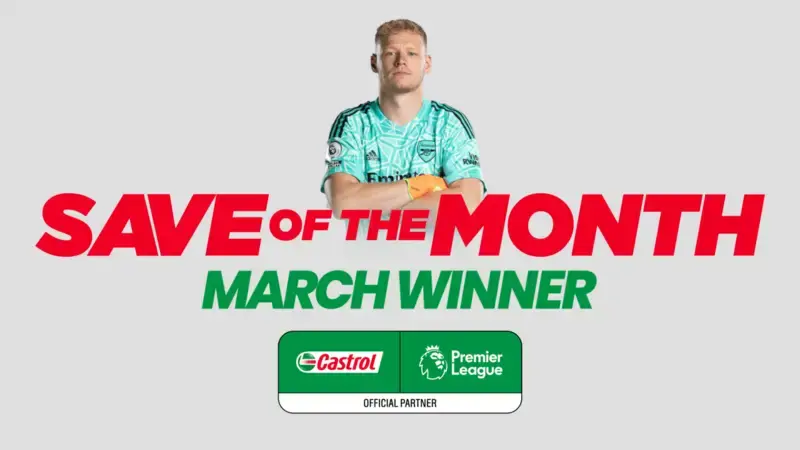 Aaron Ramsdale wins March Castrol Save of the Month award