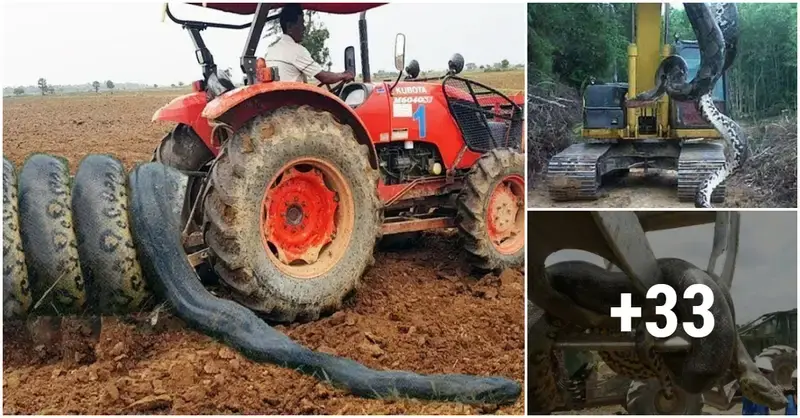 A giant snake more than 20 feet long was found while it was wrapping an excavator, causing people to panic and flee (video)