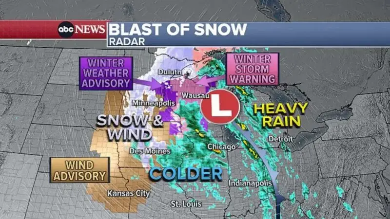 Parts of Upper Midwest bracing for heavy snow, strong winds