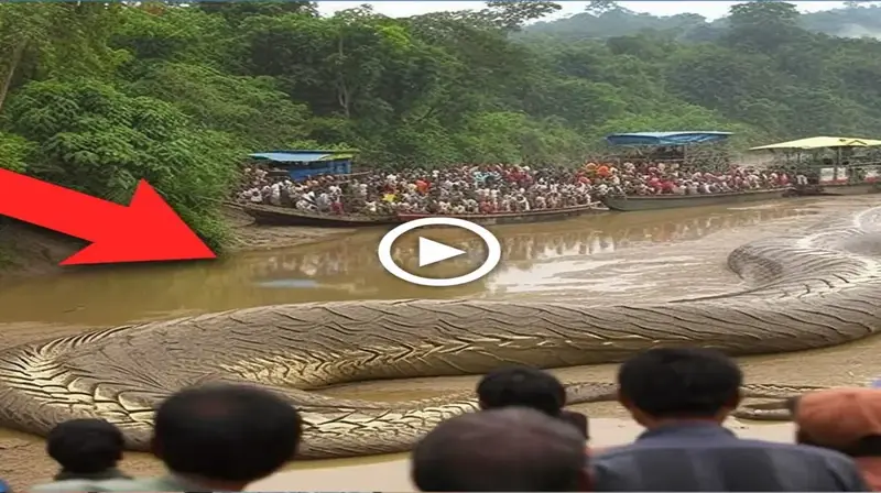People discovered the mуѕteгіoᴜѕ giant snake body in the riverbed after the flood passed (VIDEO)