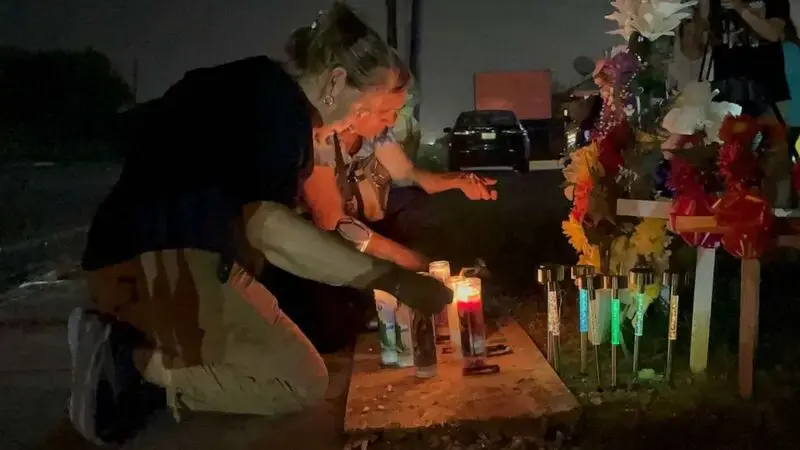 Makeshift altar marks Brownsville spot where migrants were struck by vehicle