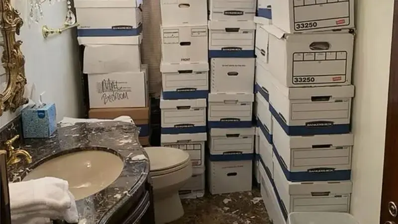 Trump indictment photos show boxes of documents stored at Mar-a-Lago -- including in a bathroom