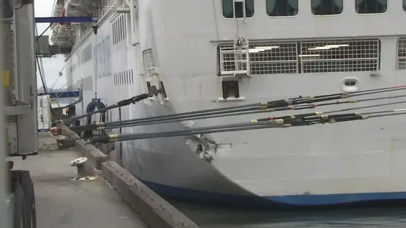 Cruise ship damaged after striking San Francisco pier while docking
