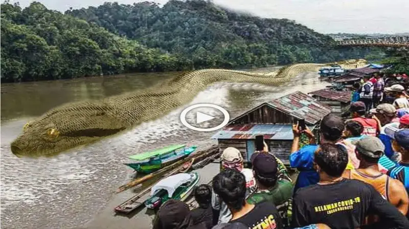 People in a village in Indonesia were horrified when they discovered a creature that was not like a snake and a father like a dragon floating on the water (VIDEO)