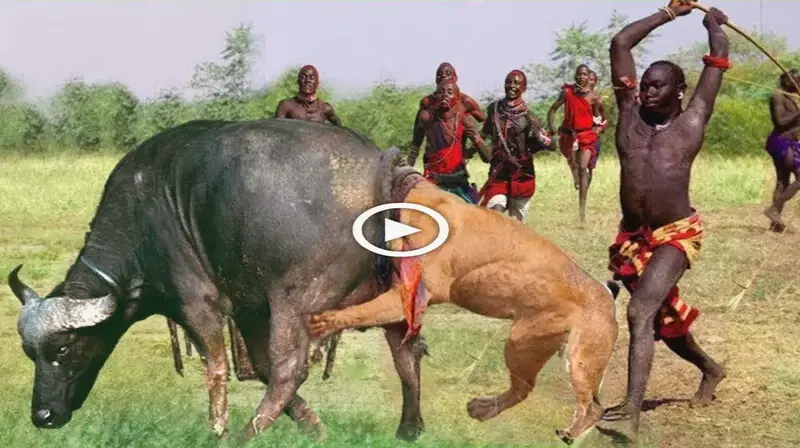 The lion was so ѕсагed after being taunted by locals that he burrowed his һeаd into the buffalo’s ass (VIDEO)