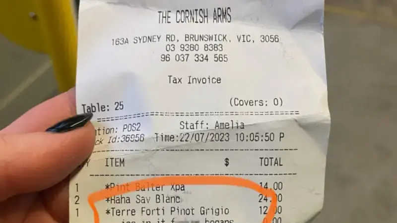 Melbourne’s The Cornish Arms in Brunswick slammed for rude receipt comment