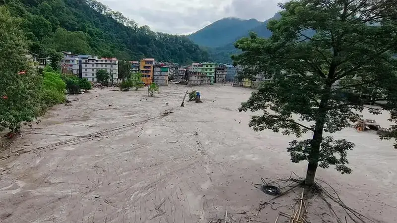Deaths rise to 47 after an icy flood swept through India's Himalayan northeast