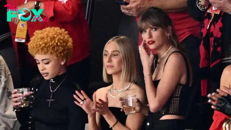 Taylor Swift surprises as she chugs a beer on the jumbotron at Super Bowl 2024