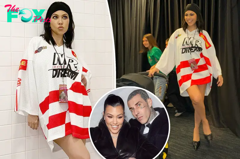 Kourtney Kardashian ditches pants again for Blink-182 concert with her kids