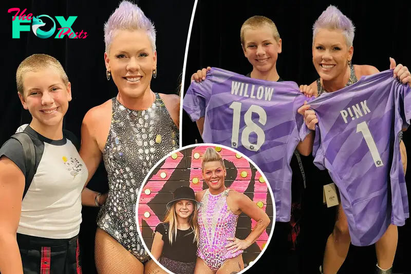 Pink’s daughter Willow, 12, shows off her shaved head: ‘A badass just like her mama’