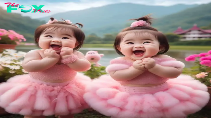 be.The happy images of a baby playing in a flower garden make everyone fall in love.
