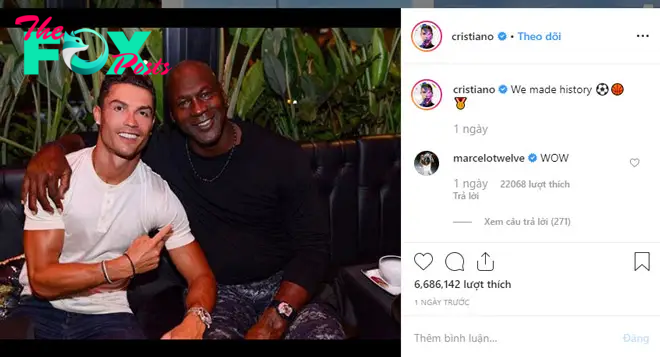 son.Ronaldo “selfie” with Michael Jordan created a social network fever: “2 billion” USD for a photo, surprising everyone.