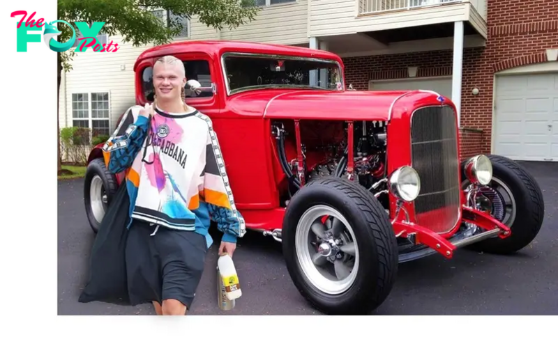 AL Erling Haaland effortlessly maneuvers a breathtaking $3.6 million Tumbler F4 Supercar, boasting 744 horsepower, along a picturesque Norwegian road, all while sporting a stylish ponytail.