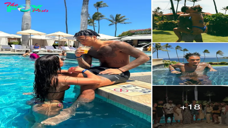 SV Jalen Hood-Schifino, a young Lakers player born in 2003, enjoys an opulent getaway at a $20,000/night resort with his family and fiancée.