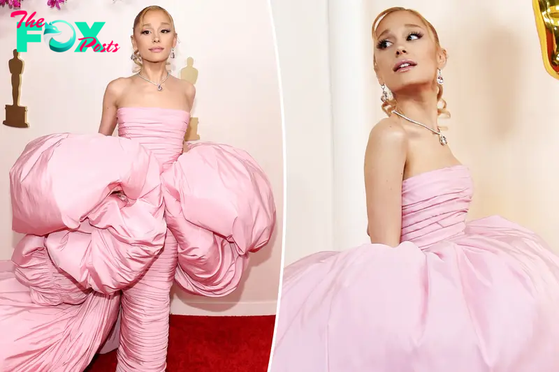 Ariana Grande goes full Glinda on 2024 Oscars red carpet in larger-than-life pink ballgown