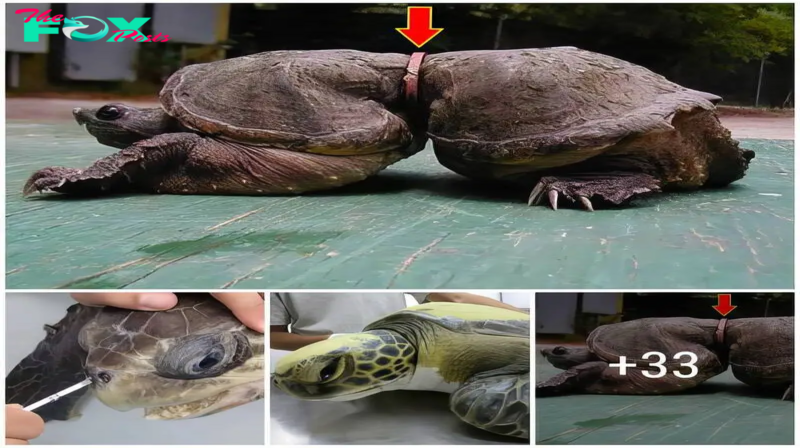 How painful it is for the turtle to have a plastic strap tied tightly around its belly for the past 10 years, causing it extreme suffering ‎