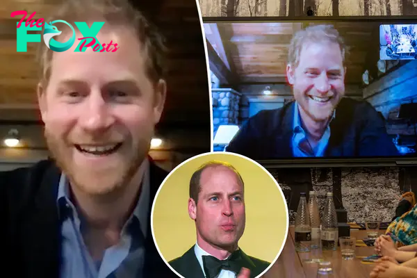 Prince Harry gives a glimpse inside his California mansion via video call with award winners after William exits event