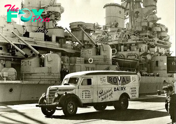 Vintage Photo: Milk Delivery to HMS Howe in Cape Town Docks After WWII