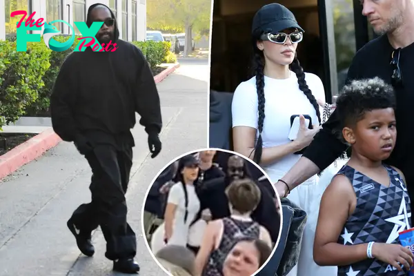 Kim Kardashian and Kanye West appear friendly at son Saint’s basketball game despite public feud about kids’ school