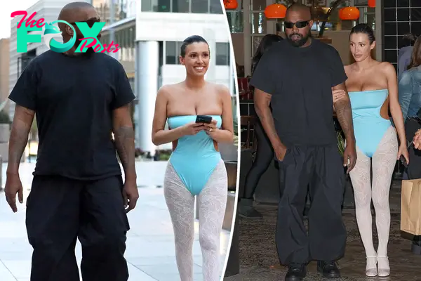 Bianca Censori pairs open-back bodysuit with lace tights for movie date with Kanye West