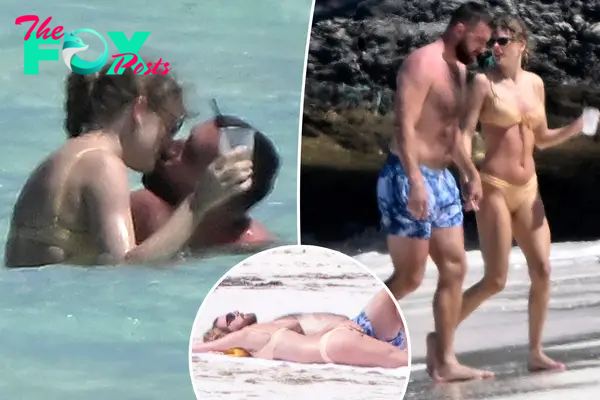 Taylor Swift and Travis Kelce seen kissing in bathing suits on PDA-packed Bahamas vacation