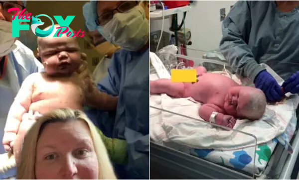 A mother reveals the impressive size of her son at birth