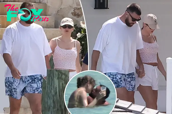 Taylor Swift and Travis Kelce hold hands on waterfront stroll during PDA-filled Bahamas vacation