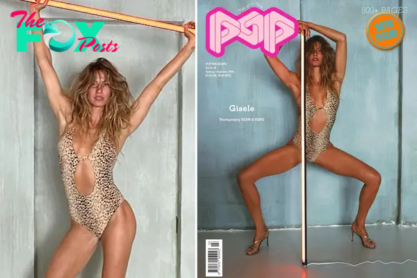 Gisele Bündchen takes a risk in plunging leopard-print swimsuit with cutouts