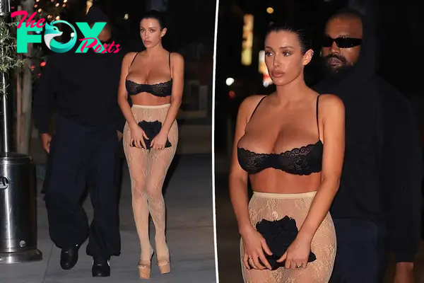 Bianca Censori dons lace bra and tights for dinner date with Kanye West