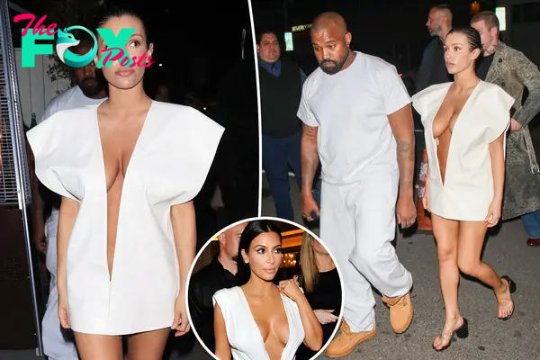 Bianca Censori channels Kanye West’s ex Kim Kardashian in plunging white dress