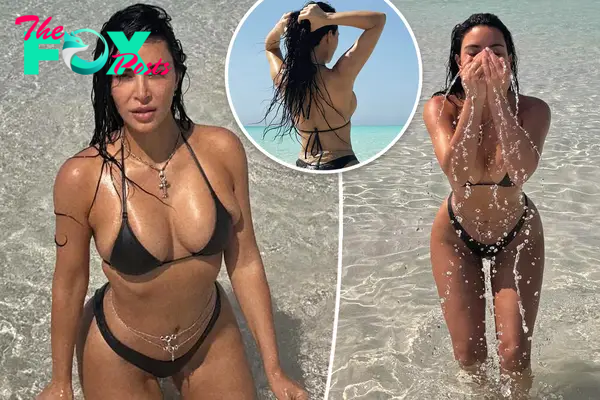 Kim Kardashian heats up spring break in a tiny bikini and body chains: ‘Cake Boss’