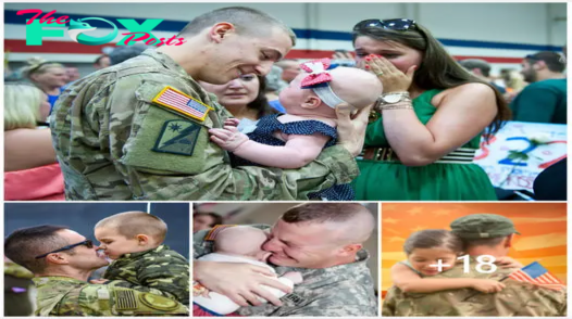 A long-serving military father’s reunion with his child triggers an emotional outpouring, unable to contain his tears.  .SG