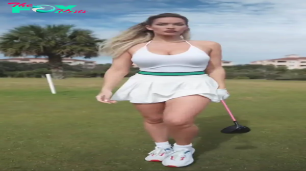 tl.Golf glaмor girl Paige Spiranac shocks fans as she strυts down the fairway in daring spaghetti-strap dress before sмashing a drive off the tee