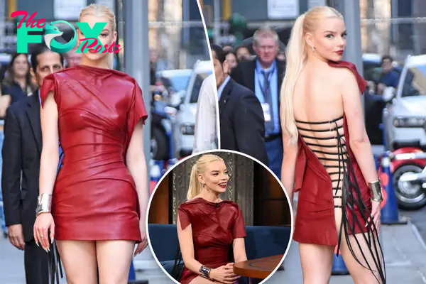 Anya Taylor-Joy bares her bum in laced-up leather corset dress for ‘Late Show’ appearance